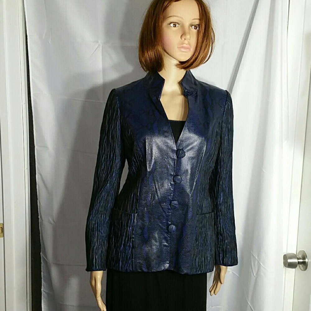Dianaira python embossed leather and silk blazer
